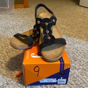 Black Bedazzled Slip On Sandles New In Box Size 9